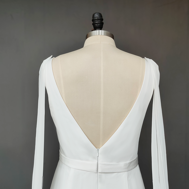 Modern V-Neck Mermaid Dress with Cathedral Wing Capes