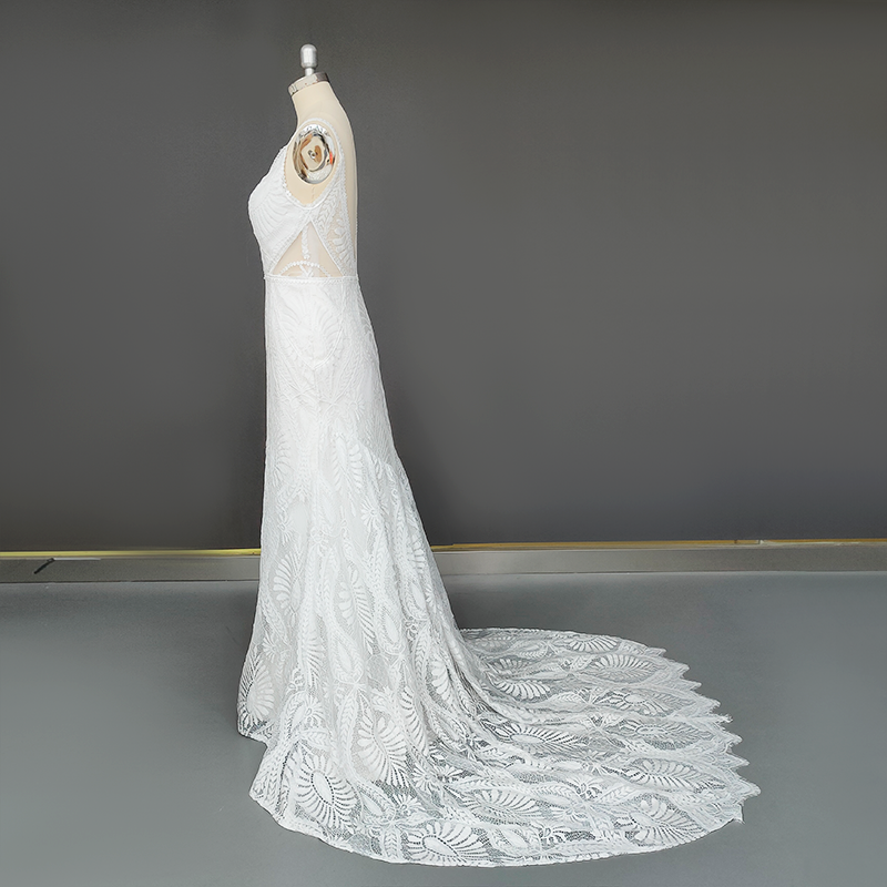 Botanical Illusion Fit-and-Flare Wedding Dress