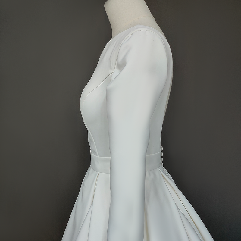Classic Satin Ballgown with Bateau Neckline and Dramatic Open Back