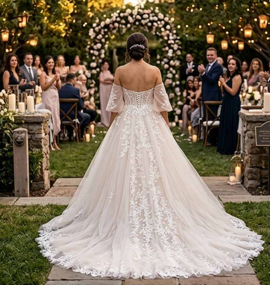 Enchanting Blossom Off-the-Shoulder Tulle & Lace Bridal Gown
