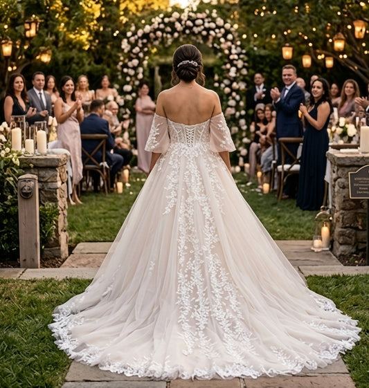 Enchanting Blossom Off-the-Shoulder Tulle & Lace Bridal Gown