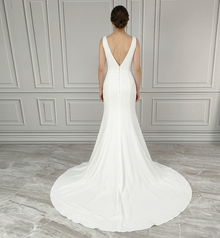 Classic Fit-and-Flare Wedding Dress in Matte Satin