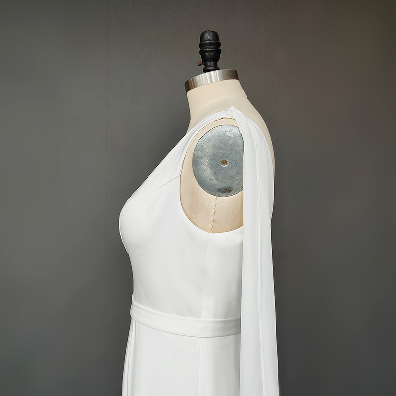 Modern V-Neck Mermaid Dress with Cathedral Wing Capes