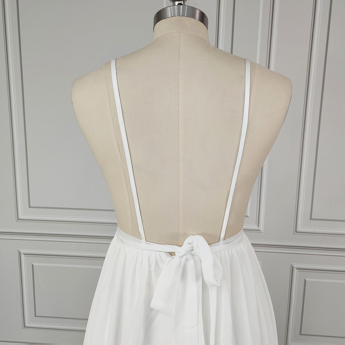 Chiffon V-Neck High-Low Bridal Gown