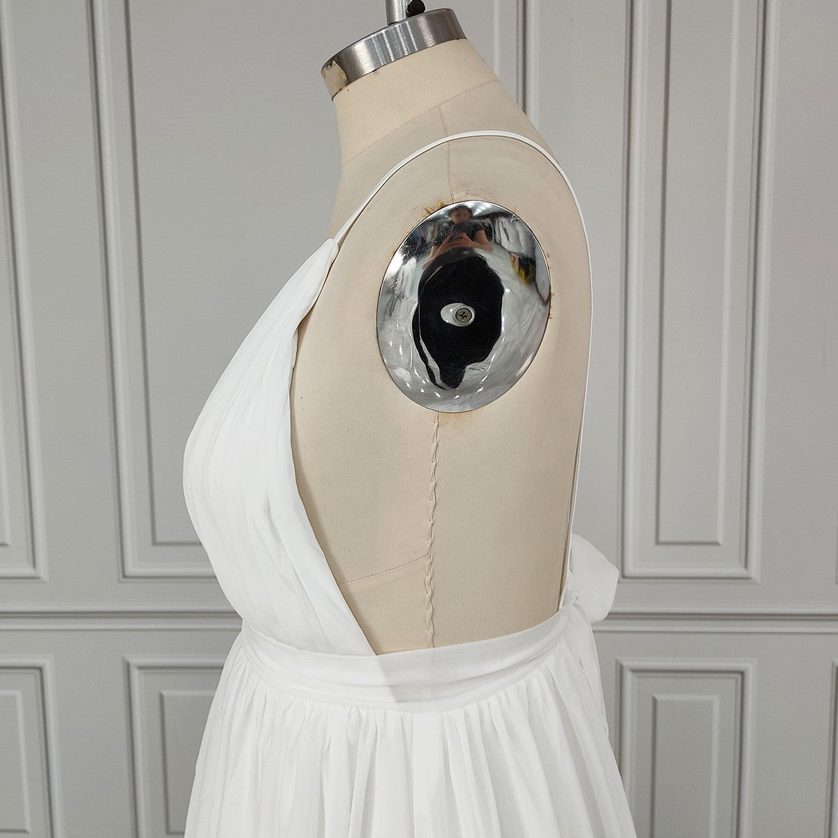 Chiffon V-Neck High-Low Bridal Gown