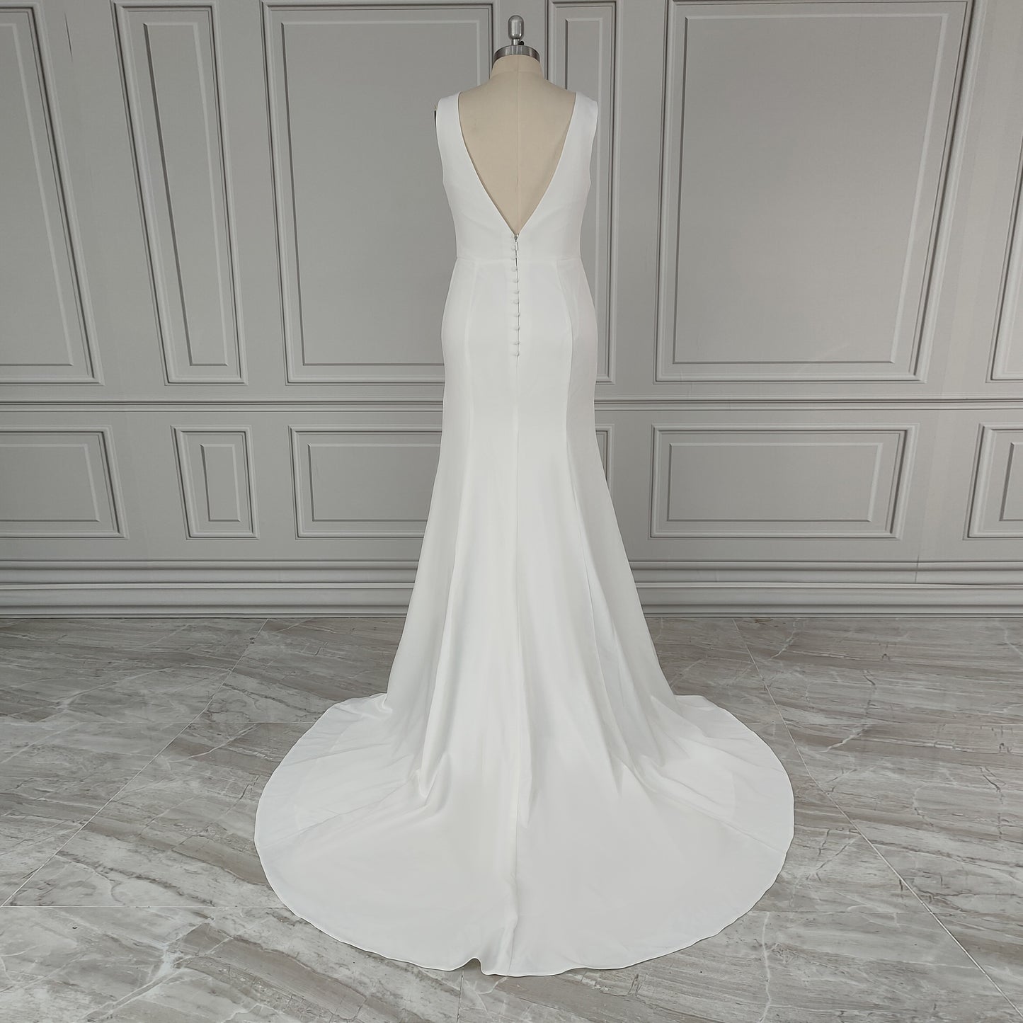 Classic Fit-and-Flare Wedding Dress in Matte Satin