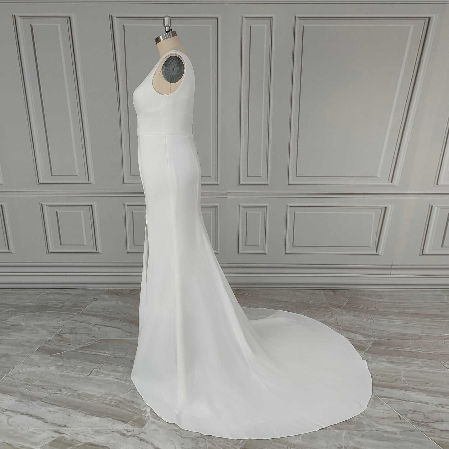 Classic Fit-and-Flare Wedding Dress in Matte Satin