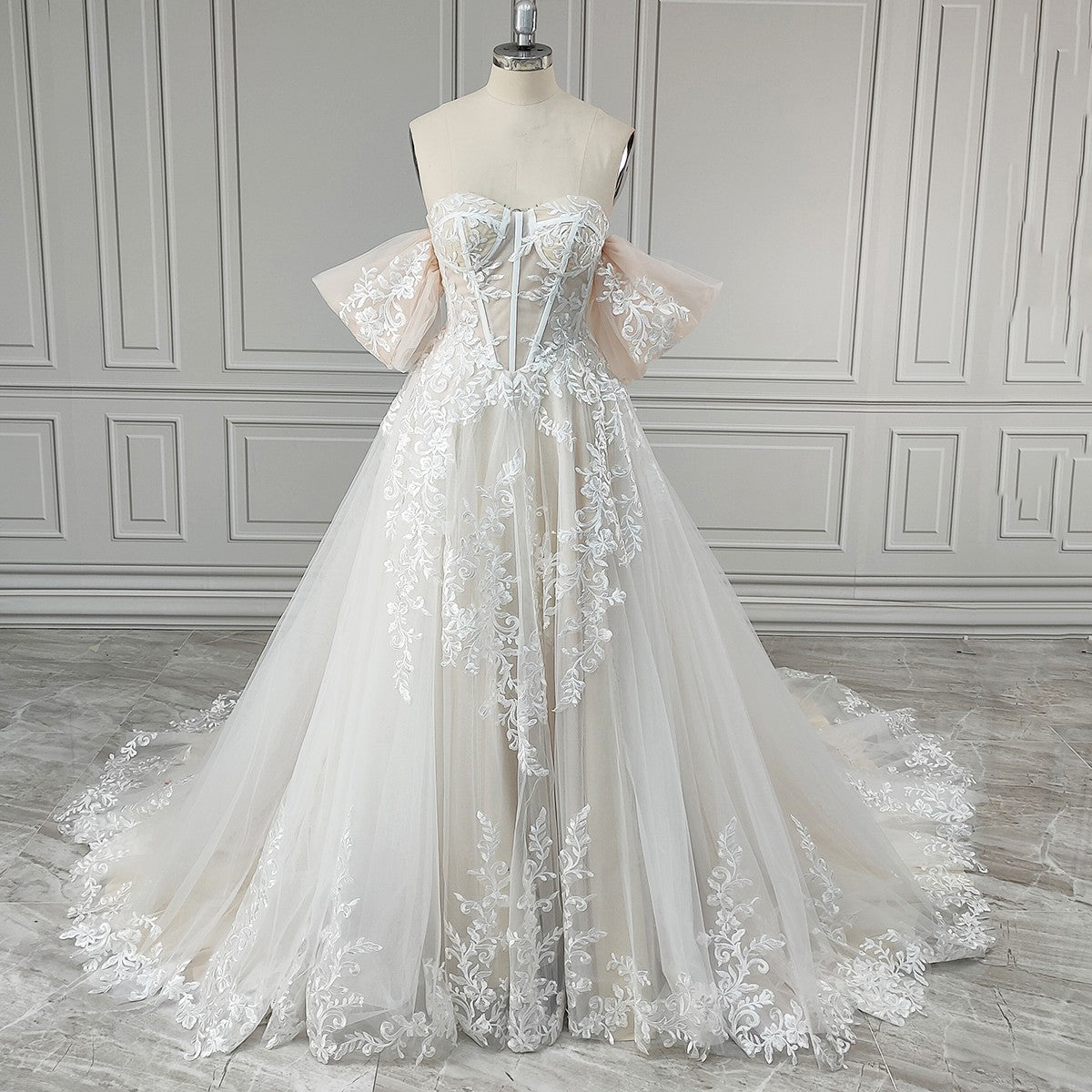 Enchanting Blossom Off-the-Shoulder Tulle & Lace Bridal Gown