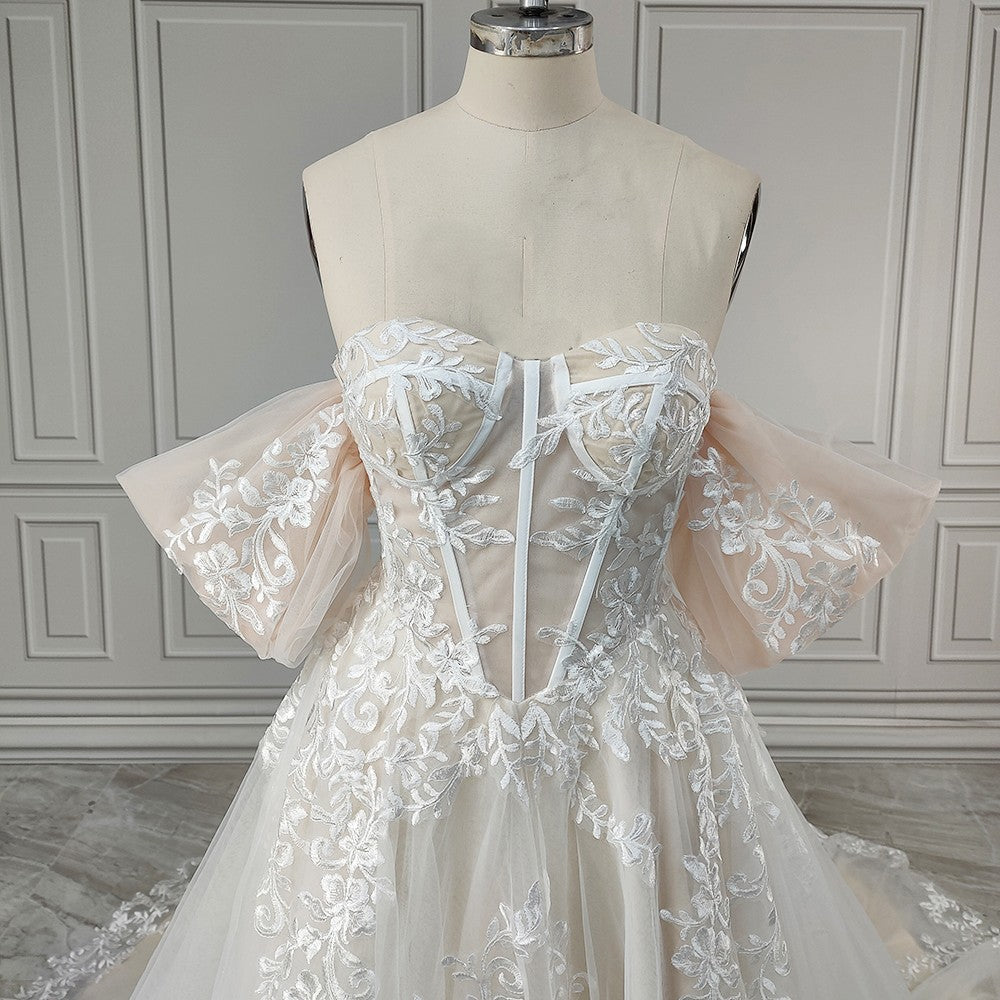 Enchanting Blossom Off-the-Shoulder Tulle & Lace Bridal Gown