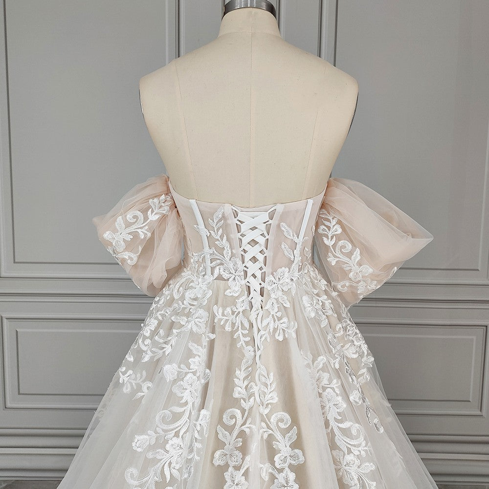 Enchanting Blossom Off-the-Shoulder Tulle & Lace Bridal Gown