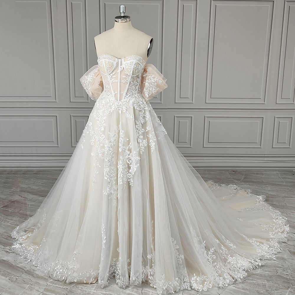 Enchanting Blossom Off-the-Shoulder Tulle & Lace Bridal Gown