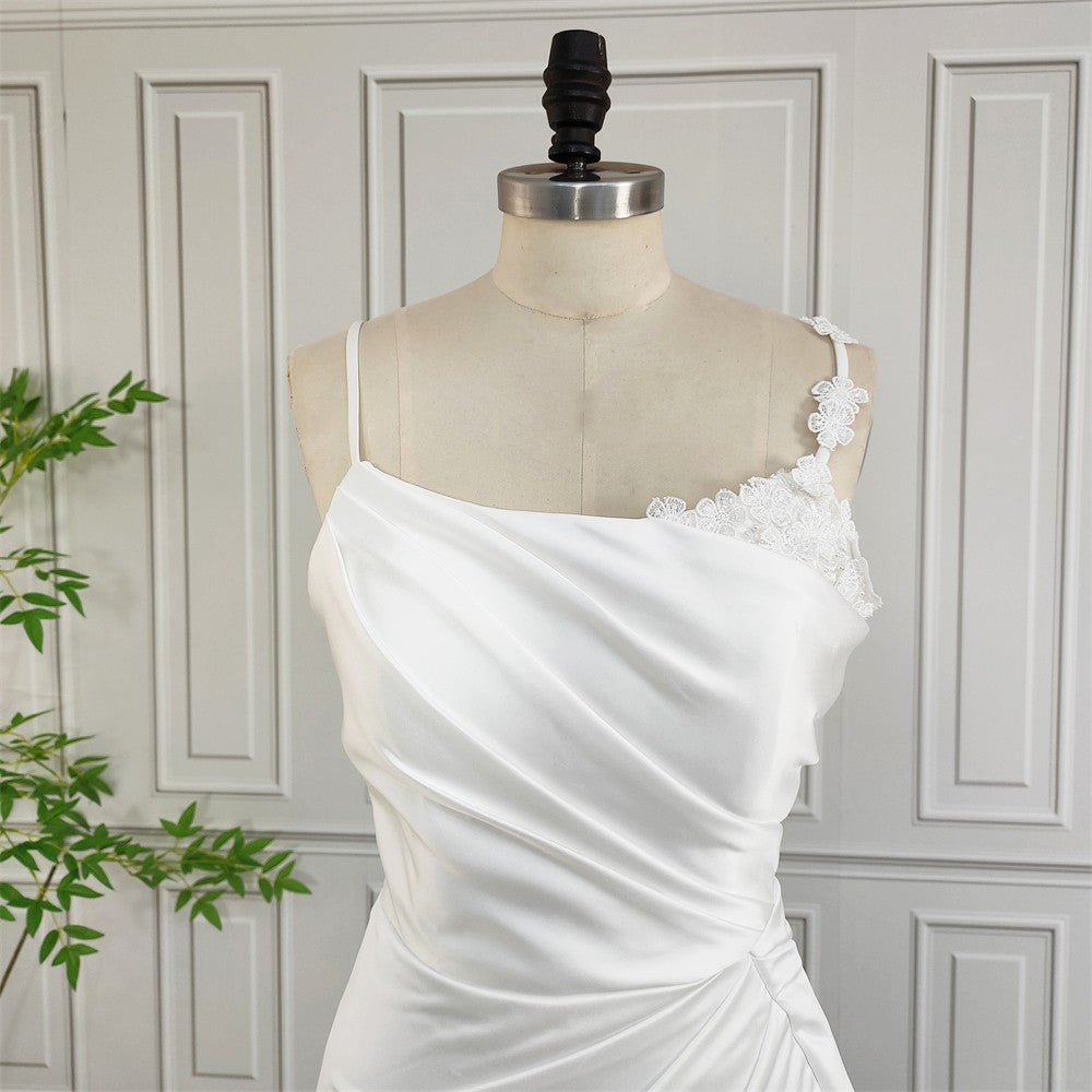 Lyra Asymmetric Ruched Bridal Mini Dress