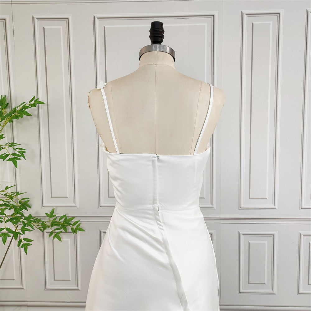 Lyra Asymmetric Ruched Bridal Mini Dress