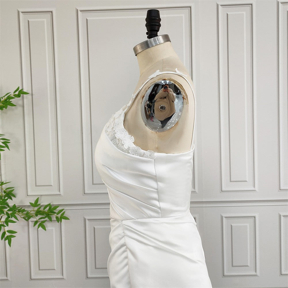 Lyra Asymmetric Ruched Bridal Mini Dress